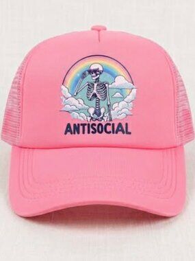 Women's Pink "Antisocial" Trucker Hat
